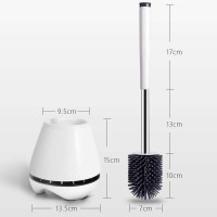 amazon hot selling household Bathroom plastic holder soft TPR fashionable round Long handle Cleaning silicon Toilet brush