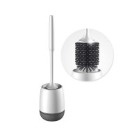 Household efficient soft TPR concise standing silicone toilet brush for bathroom cleaning with holder set